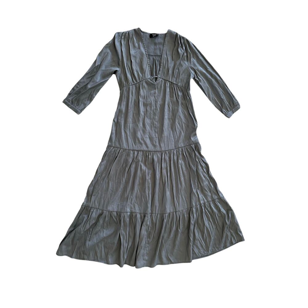 Vici Grey Flowy Maxi Dress M soft sexy summer wedding guest long boho